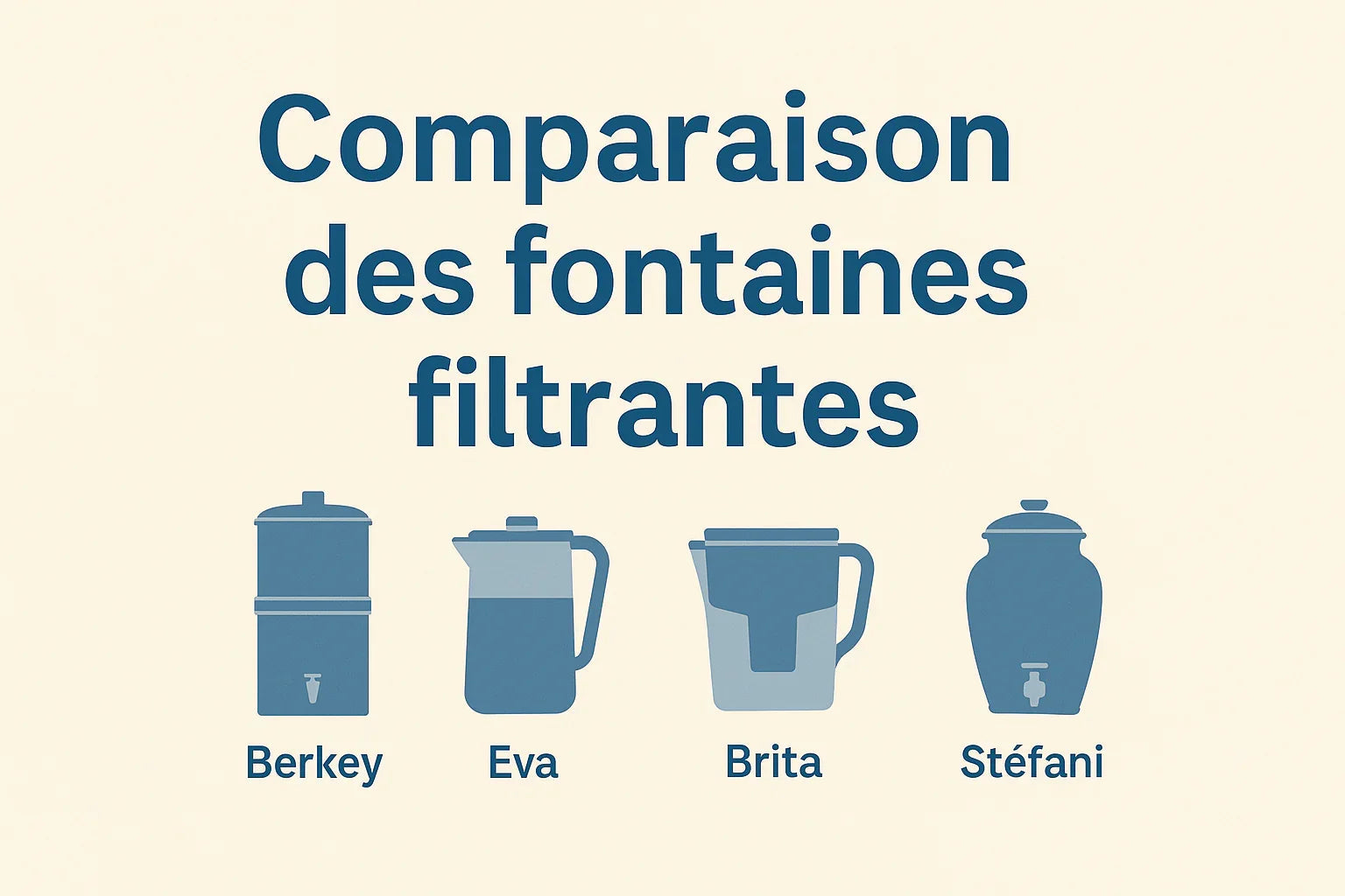 Comparaison des différentes fontaines filtrantes : Berkey, Eva, Brita et Stéfani - Fontaine backes Image