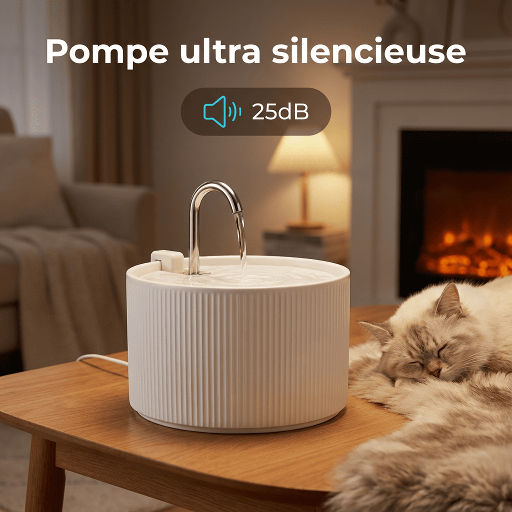 Fontaine à eau pour chat céramique - Silencieuse & Facile à nettoyer